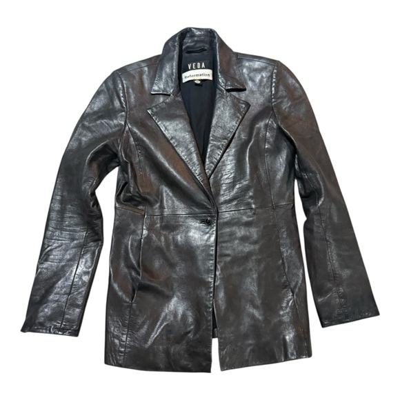 Reformation Veda Bowery Leather Jacket Blazer Sz M Black - Picture 5 of 7